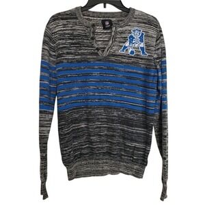 New England Patriots Mens Gray Retro Marled Knit Long Sleeve Henley Sweater Med‎